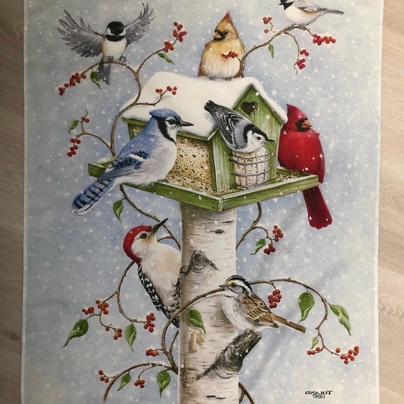 Toland Cardinal Winter Snow Birds Full Size Flag - Picture 3 of 9